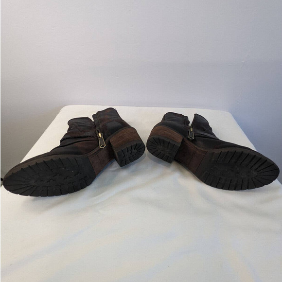 Donald J Pliner Delta Moto Boots Espresso Brown 6.5 Distressed Ankle Buckles - Picture 4 of 10